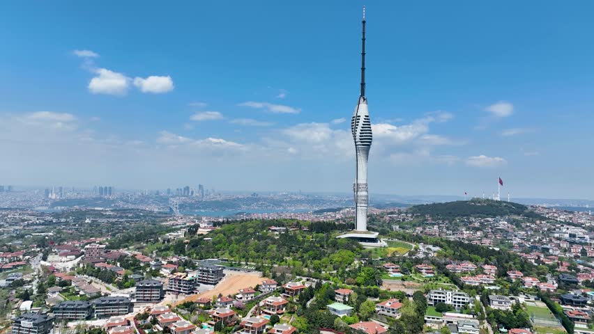 radio tower and bosphorus in istanbul