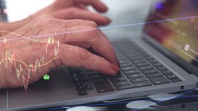 Animation of stock market data processing against on laptop. Global economy and business technology concept - Powered by Shutterstock - Get 15% off with code: PIKWIZARD15