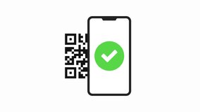 Scanning a QR code to pay on a smartphone animation. Contactless payment with mobile phone via QR code scanning app. 4K - Powered by Shutterstock - Get 15% off with code: PIKWIZARD15