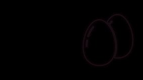 Glowing neon line Chicken egg icon isolated on black background. 4K Video motion graphic animation.