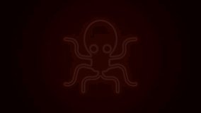 Glowing neon line Octopus icon isolated on black background. 4K Video motion graphic animation.