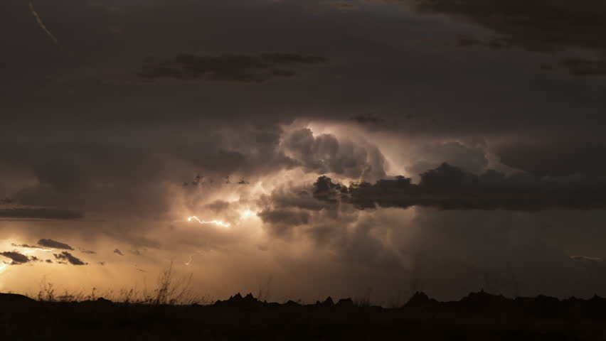 Time lapse of a massive lightning storm over the Great Plains provides a dramatic light show at night and highlights the giant mesocyclone structure.