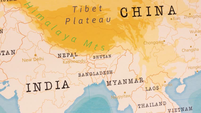 A Rotating Map Centered on Bhutan.