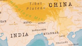 A Rotating Map Centered on Bhutan. - Powered by Shutterstock - Get 15% off with code: PIKWIZARD15