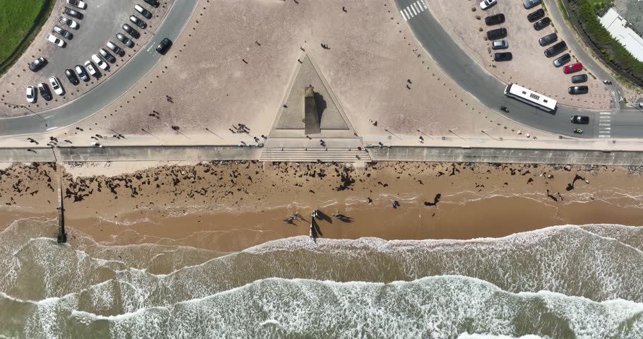 Aerial drone video of Omaha beach and the memorial in Normandy,France
