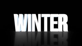 Winter 3D Text spinning on a transparent background. 360 Degree rotation. Looped video. 4K