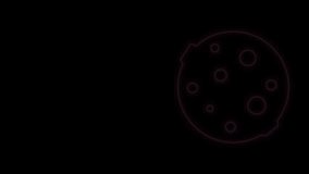 Glowing neon line Moon icon isolated on black background. 4K Video motion graphic animation.