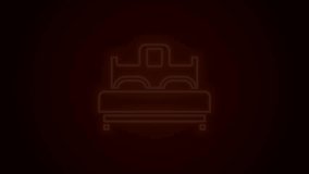 Glowing neon line Bedroom icon isolated on black background. Wedding, love, marriage symbol. Bedroom creative icon from honeymoon collection. 4K Video motion graphic animation. - Powered by Shutterstock - Get 15% off with code: PIKWIZARD15