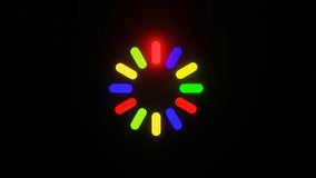 Light colorful loading animation 3d video on black background