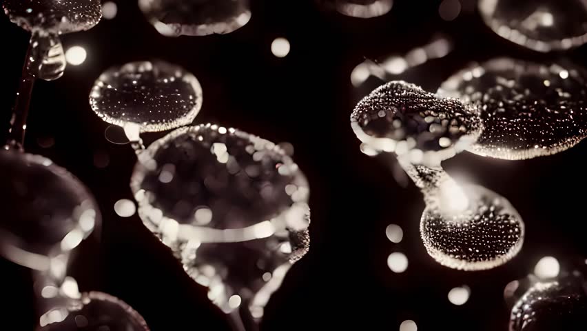 cells dividing under microscope, 
Animation imitating a view through a microscope, with a single microorganism self-replicating and multiplying into many (binary fission)
