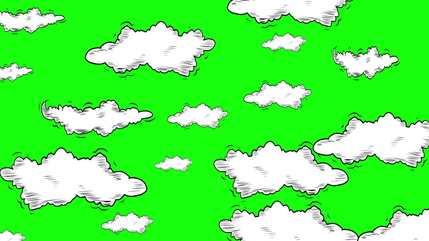 4k Cloudy sky animation. Animated Hand Drawn Clouds timelapse Isolated on Green Chroma Key Background. Natural clouds landscape illustration. Clouds background. Animated clouds background template. Royalty-Free Stock Footage #1104908819