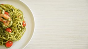 Homemade Pesto Shrimp Spaghetti - Healthy Food Recipe, Pasta Dish, Cooking Tutorial, Italian Cuisine, Delicious Meal, Culinary Video Content
