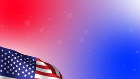 Happy 4th of July USA Independence Animated text with flag in the background. Suitable for Banner, Poster, Greeting Card Animation and Usa Independence day Celebrations.