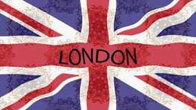 Motion footage background with colorful flag. The flag of Great Britain. United Kingdom.