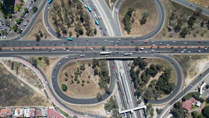 Top-Down View: Aerial Footage of Vallarta Avenue and Periferico Overpass in Guadalajara
