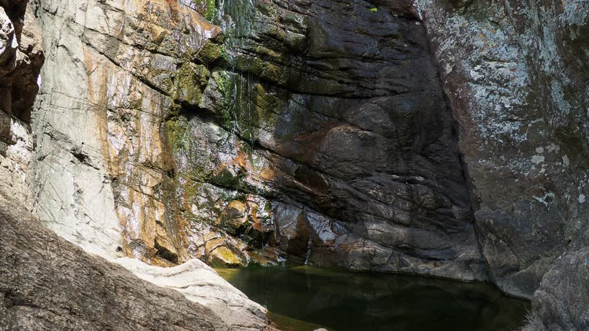 Sunny view of the Post Oak Waterfall landscape of Wichita Mountains National Wildlife Refuge at Oklahoma