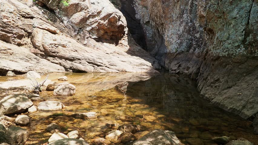 Sunny view of the Post Oak Waterfall landscape of Wichita Mountains National Wildlife Refuge at Oklahoma