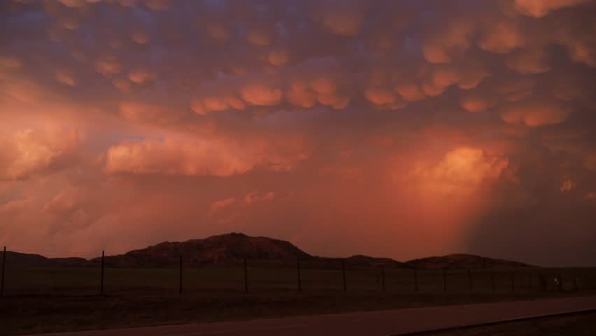 Sunset view of beautiful clouds and lighting in Wichita Mountains National Wildlife Refuge at Oklahoma