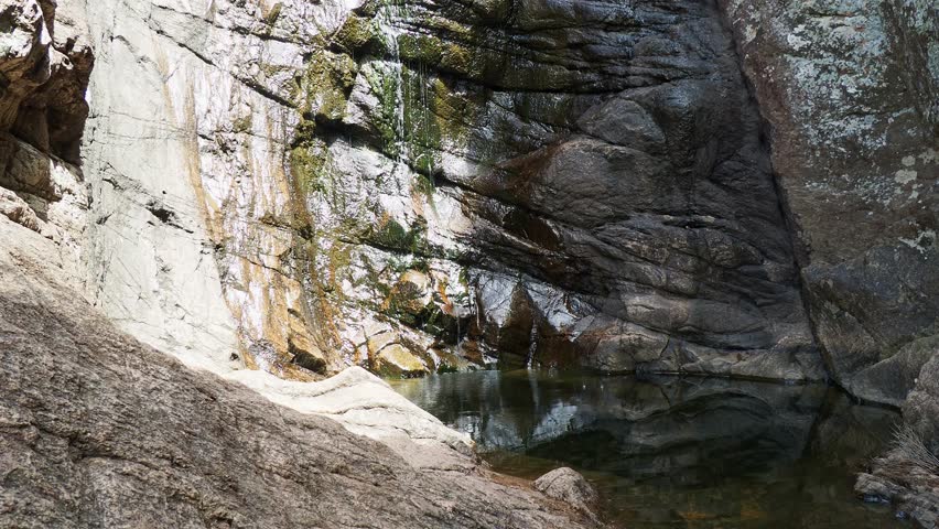 Sunny view of the Post Oak Waterfall landscape of Wichita Mountains National Wildlife Refuge at Oklahoma