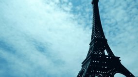 Timelapse with Clouds over Paris, Eiffel Tower