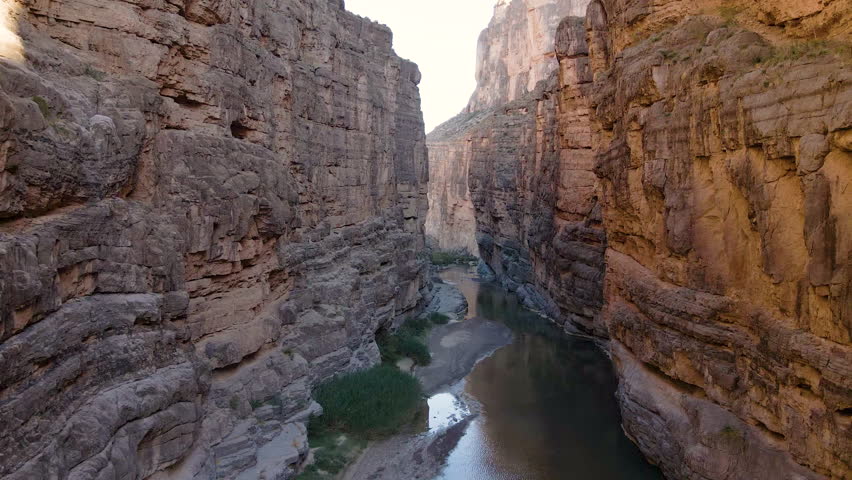 Stunning Aerial Shot in Santa Elena Canyon in Big Bend National Park in Texas, USA. 4k Drone footage. Fly through the canyon. Royalty-Free Stock Footage #1104946535