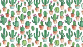 A downward scrolling potted cacti plant pattern motion graphic background. - Powered by Shutterstock - Get 15% off with code: PIKWIZARD15