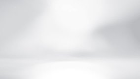 White 3d studio abstract background. Clean and bright space with lights motion. Shiny footage with copy space for business presentation. Seamless loop.