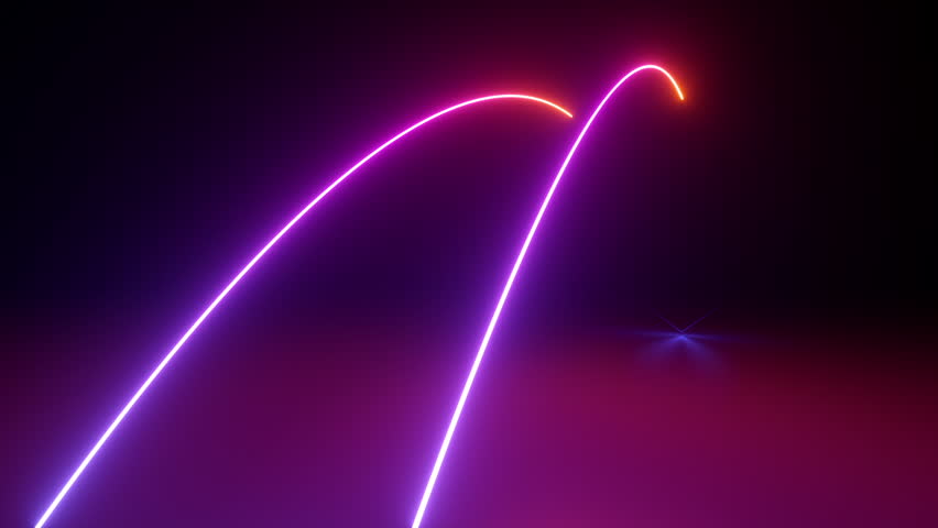 looped 3d animation, abstract minimalist geometric background. Colorful gradient neon arrow linear sign showing back and down. Repeating concept