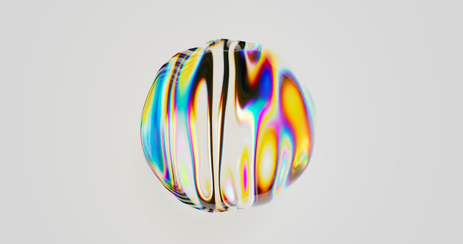 3D background. Abstract dispersion glass sphere.Futuristic blob with rainbow. Liquid shape, animation in 4K. Holographic spectrum colors. Seamless 3D loop video. Prism, iridescent concept Royalty-Free Stock Footage #1104956095
