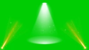 footage of luxury stage lights, beautiful spotlights. Stage Lights green screen. 4k video animation