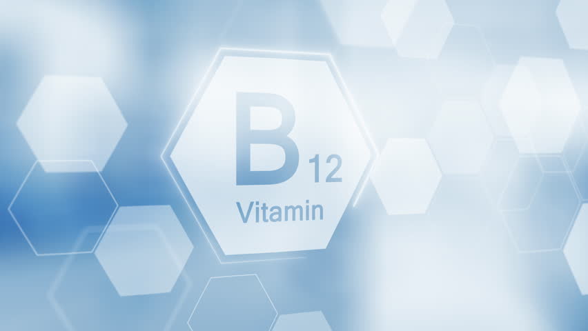 Symbol for the Vitamin B12. Clean abstract commercial background