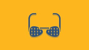Blue Glasses for the blind and visually impaired icon isolated on orange background. 4K Video motion graphic animation .