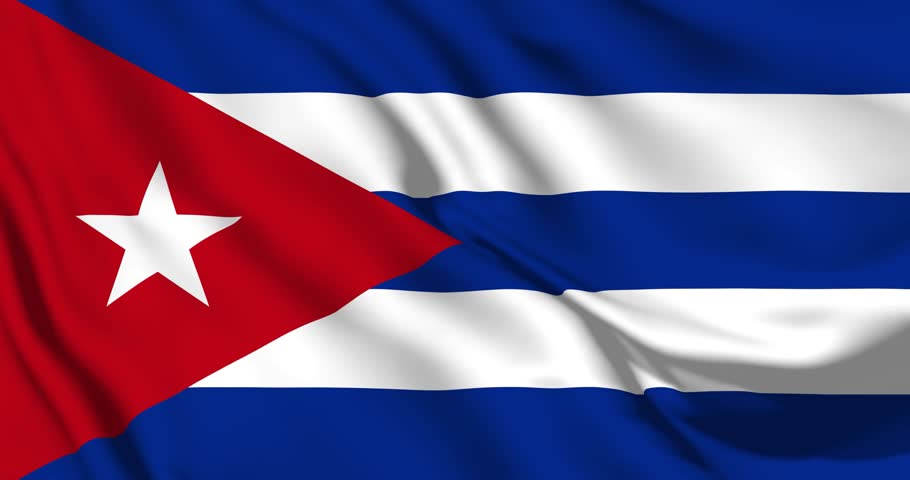 Cuba flag waving in the wind with high quality texture in 4K National Flag. seamless loop animation of the Cuba flag.