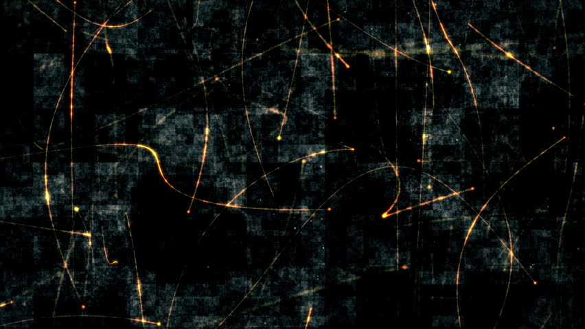 Trendy abstract background animation with gently moving glowing golden distressed lines, grunge noise texture and shiny particles. This dark textured motion background is full HD and a seamless loop.