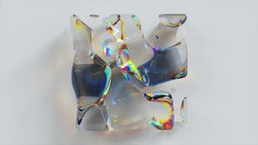 Liquid crystal square changes shape, disappears and reappears on a light abstract background. 3d animation . 3D Illustration - Powered by Shutterstock - Get 15% off with code: PIKWIZARD15