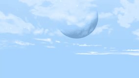 Blue White Clouds Moon Animated Background