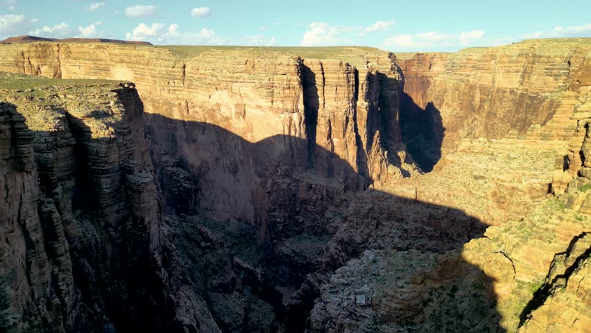 Grand Canyon aerial, Arizona. Panorama in beautiful nature landscape scenery at sunset in Grand Canyon National Park. South Rim of the Grand Canyon National Park. Scenery of the Grand Canyon, Arizona.