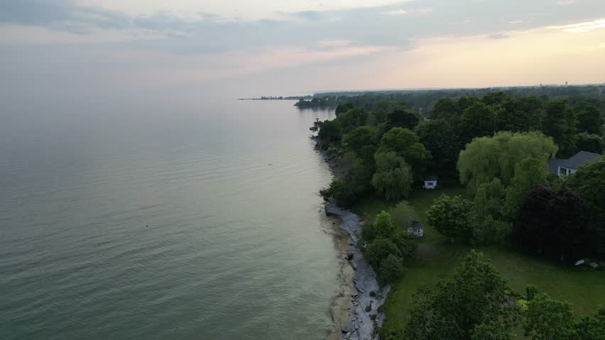 Aerial Drone View of Lake Ontario