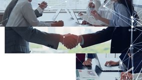 Collage movie of various business scenes and communication network concept. Wipe transition from white background. - Powered by Shutterstock - Get 15% off with code: PIKWIZARD15
