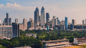 Aerial view of Mumbai Skyline, high-rise buildings in South Mumbai, Maharashtra, India. Cinematic shot of an Indian cityscape. Most Posh Areas in Mumbai. - Powered by Shutterstock - Get 15% off with code: PIKWIZARD15