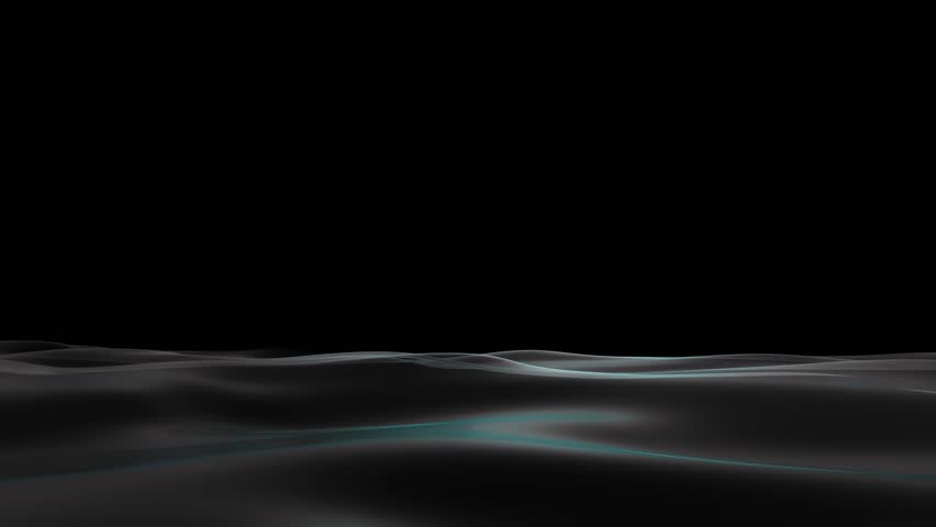 Abstract transparent water wave or liquid wave background. Fluid movement from left to right. Element animation seamless loop on black background and green screen. 3d render.