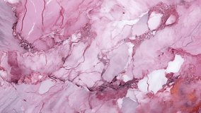 Luxury Pink Marble stone background texture. Slow panoramic camera motion, macro with deep focus (blur). High detailed 4K video.  Pattern texture surface panning background. 