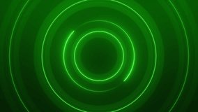 Neon green circles minimal design motion background. Seamless loop animation. 4K footage