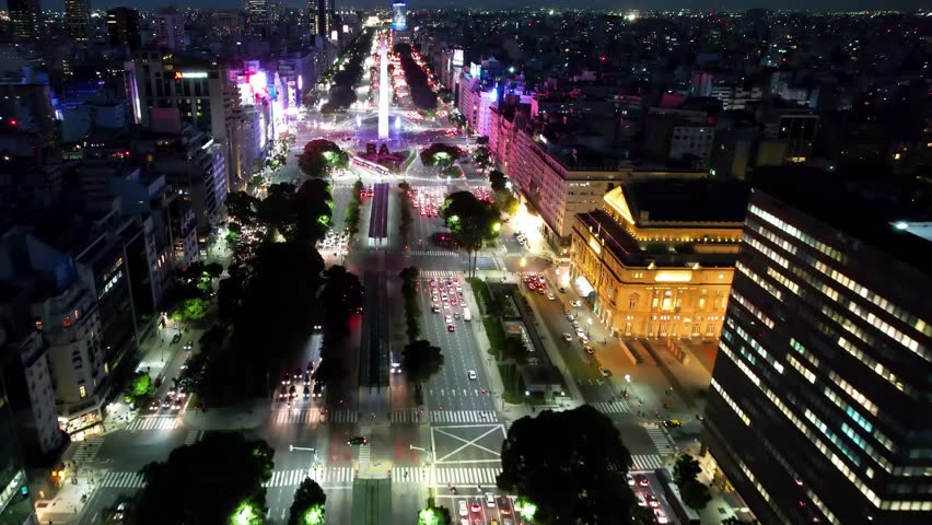 Obelisk Monument At Buenos Aires Buenos Aires Argentina. Cityscapes Downtown City. Night Building Downtown Cityscape. Night Outdoors Downtown District Panorama. Night Cityscape Building Architecture.