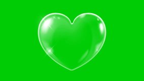 3D Animated transparent bubbled heart in green screen background