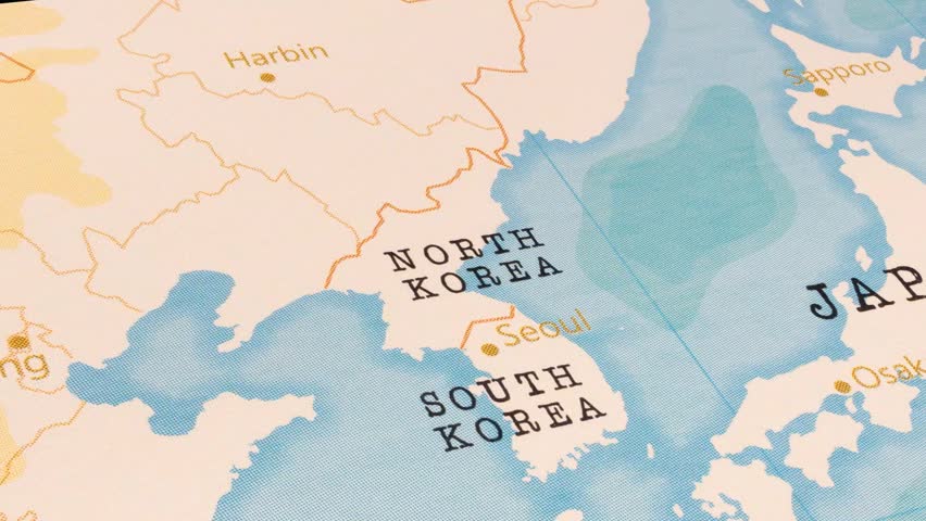 A Rotating Map Centered on North Korea. Royalty-Free Stock Footage #1105016761