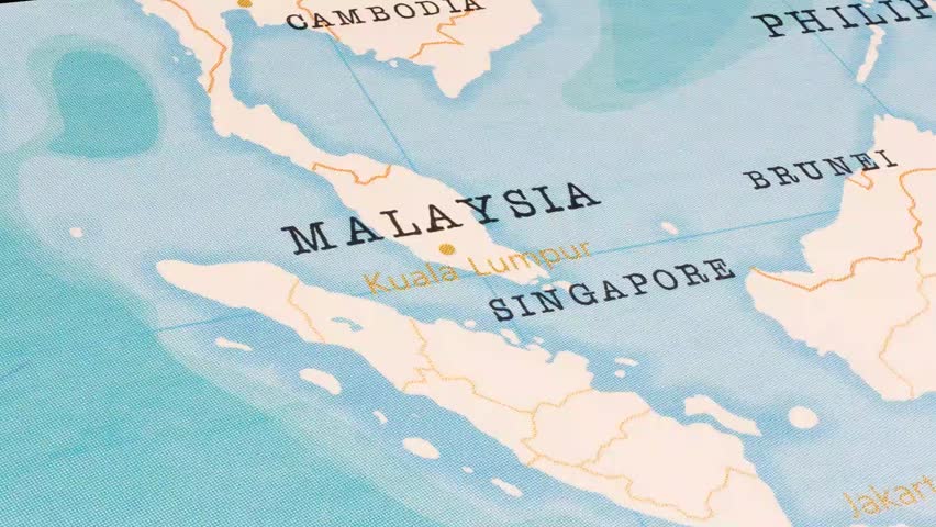 A Rotating Map Centered on Kuala Lumpur.