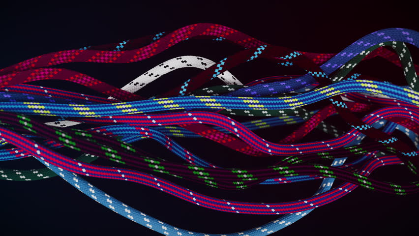 Abstract animation of ropes made in a graphic editor. Ropes. 3D generated.Animation with camera movment., a Technology Video by Freezeman Studio