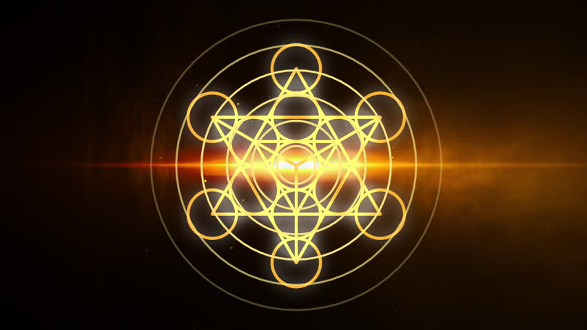Golden Color Metatron Star Symbol with Radio Waves Background Royalty-Free Stock Footage #1105023149