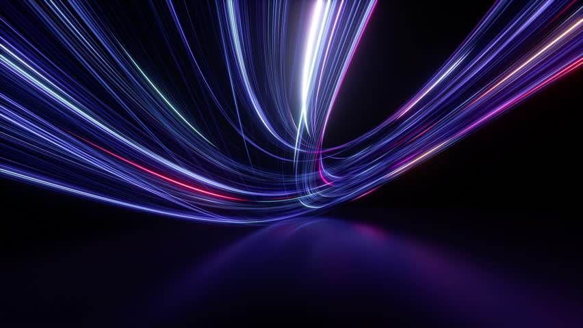 looping 3d animation. Abstract background of flowing neon lines moving endlessly in a circular path Royalty-Free Stock Footage #1105034937